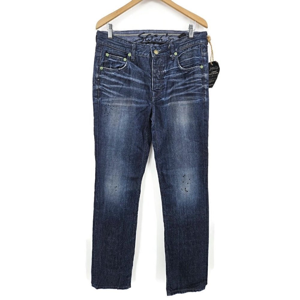 New Stitch's Black Label Dakota Denim Jeans Mens 32 x 34 Blue Pants Button Fly